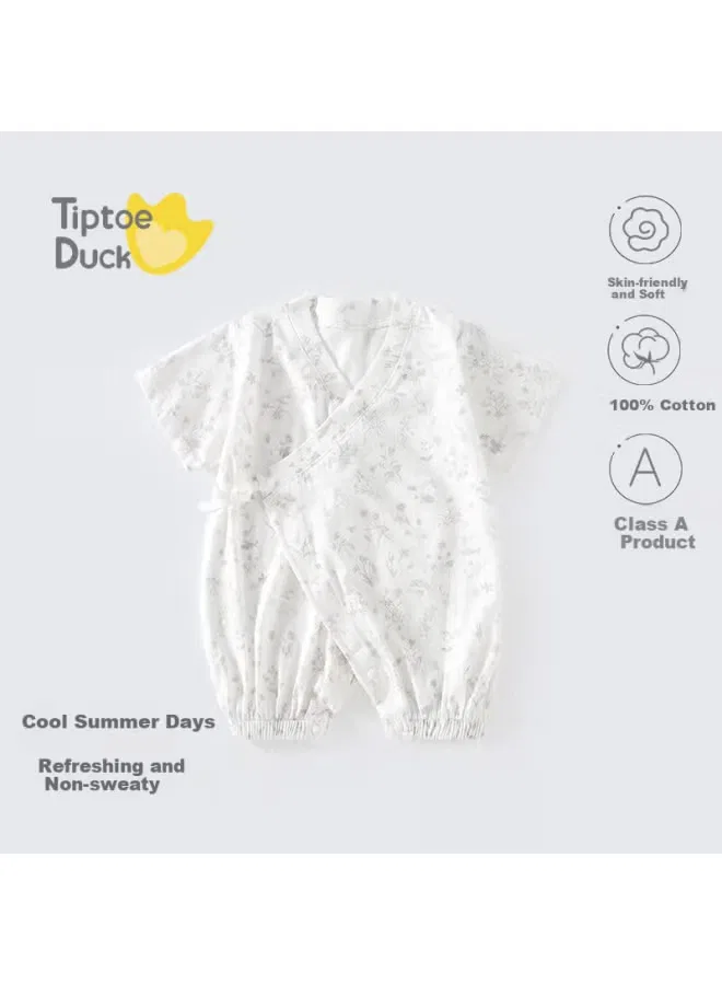 Боди-комбинезон летний тонкий для новорожденных с коротким рукавом Tiptoe Duck, ландыш