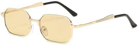 

Узкие солнцезащитные очки 2026 года, модные прямоугольные, для женщин и мужчин, металлические, для вождения, классические очки с защитой от УФ-излучения UV400 MTZJH, Gold Champagne