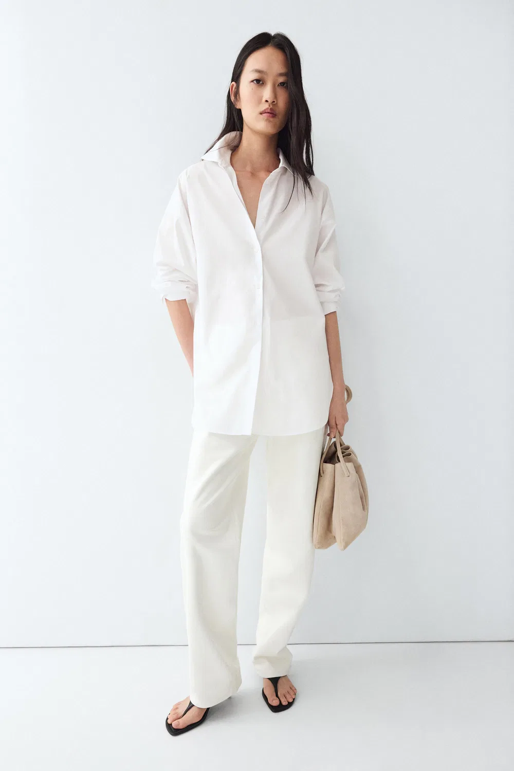 Рубашка Massimo Dutti, хлопковая, белый — фото 4