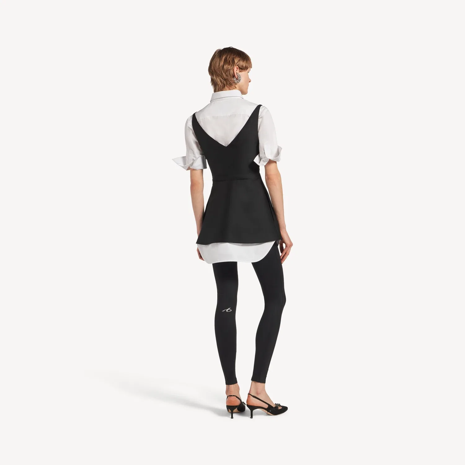 BALENCIAGA Гибридное платье-рубашка женское, черное — фото 4