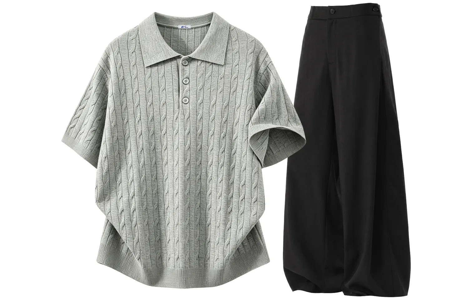 Детский спортивный комплект с отложным воротником Light Gray And Black Premium Vintage WARRIOR