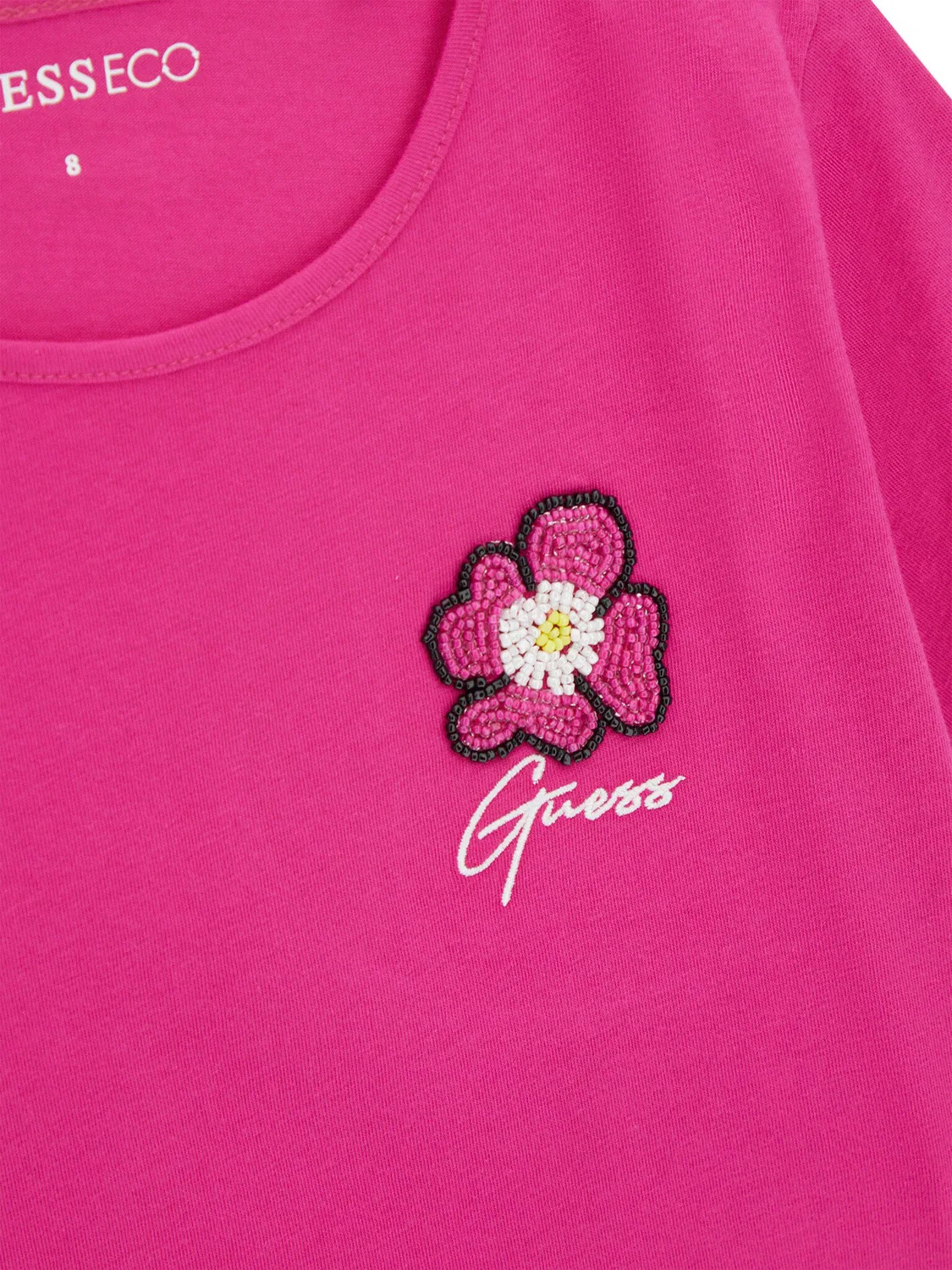 Футболка свободного кроя для девочки Guess, темно-розовый — фото 3