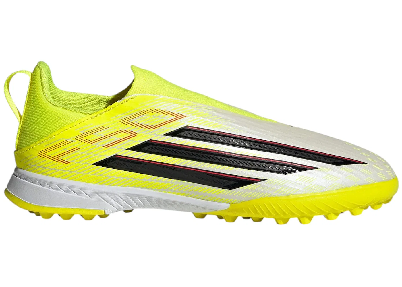 Детские бутсы без шнуровки F50 League Laceless Turf Adidas, Team Solar Yellow 2/Core Black/Lucid Red