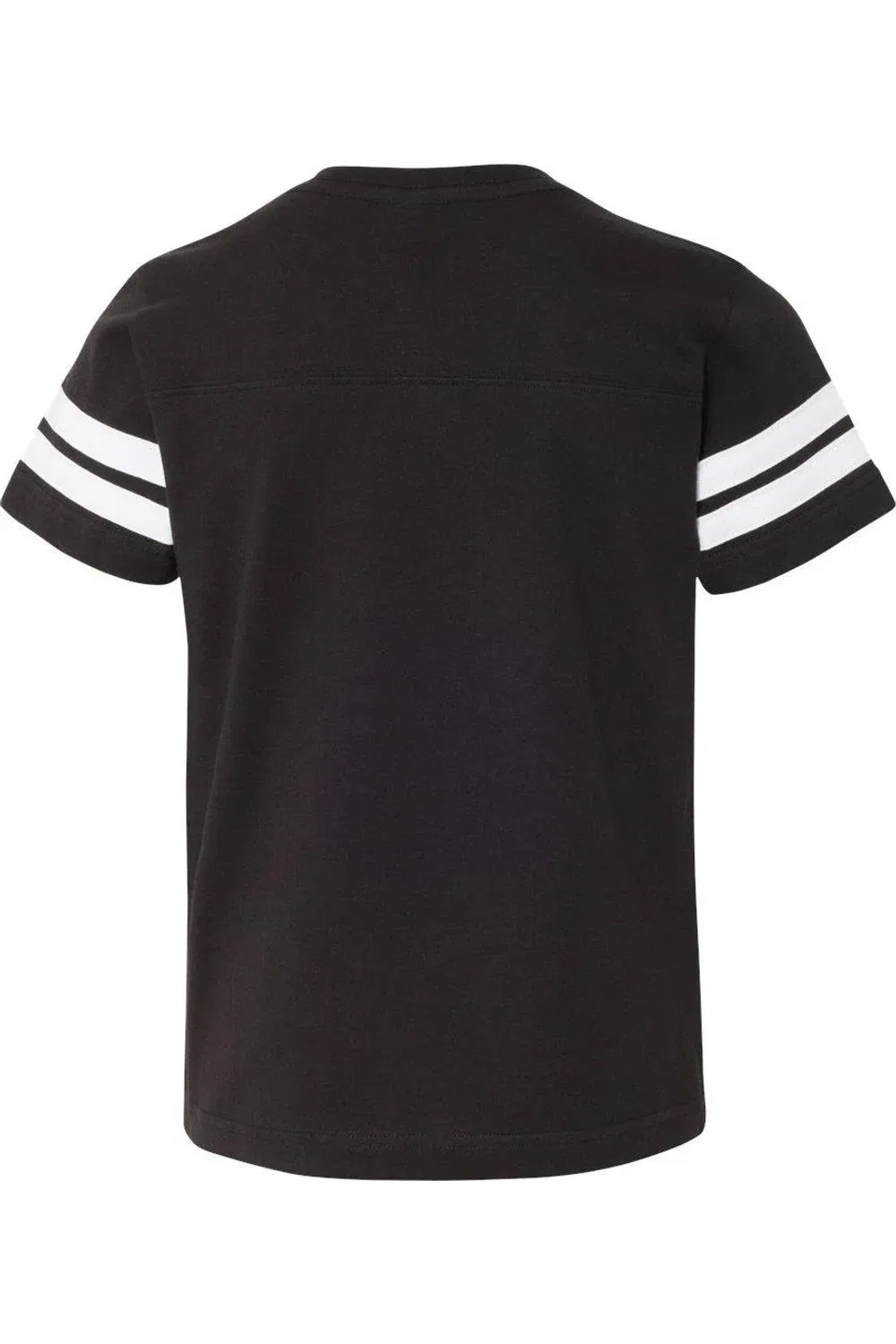 Детская футболка для мальчиков с контрастными полосами на рукавах LAT Youth Football Fine Jersey Tee, Black Solid/ White — фото 2