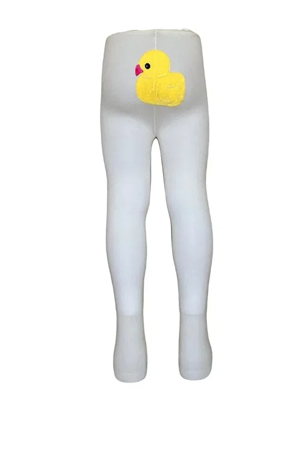 Детские колготки для девочек с рисунком Poposu 3d accessory patterned micro baby pantyhose_chick Dore Çorap, Ekru / 55