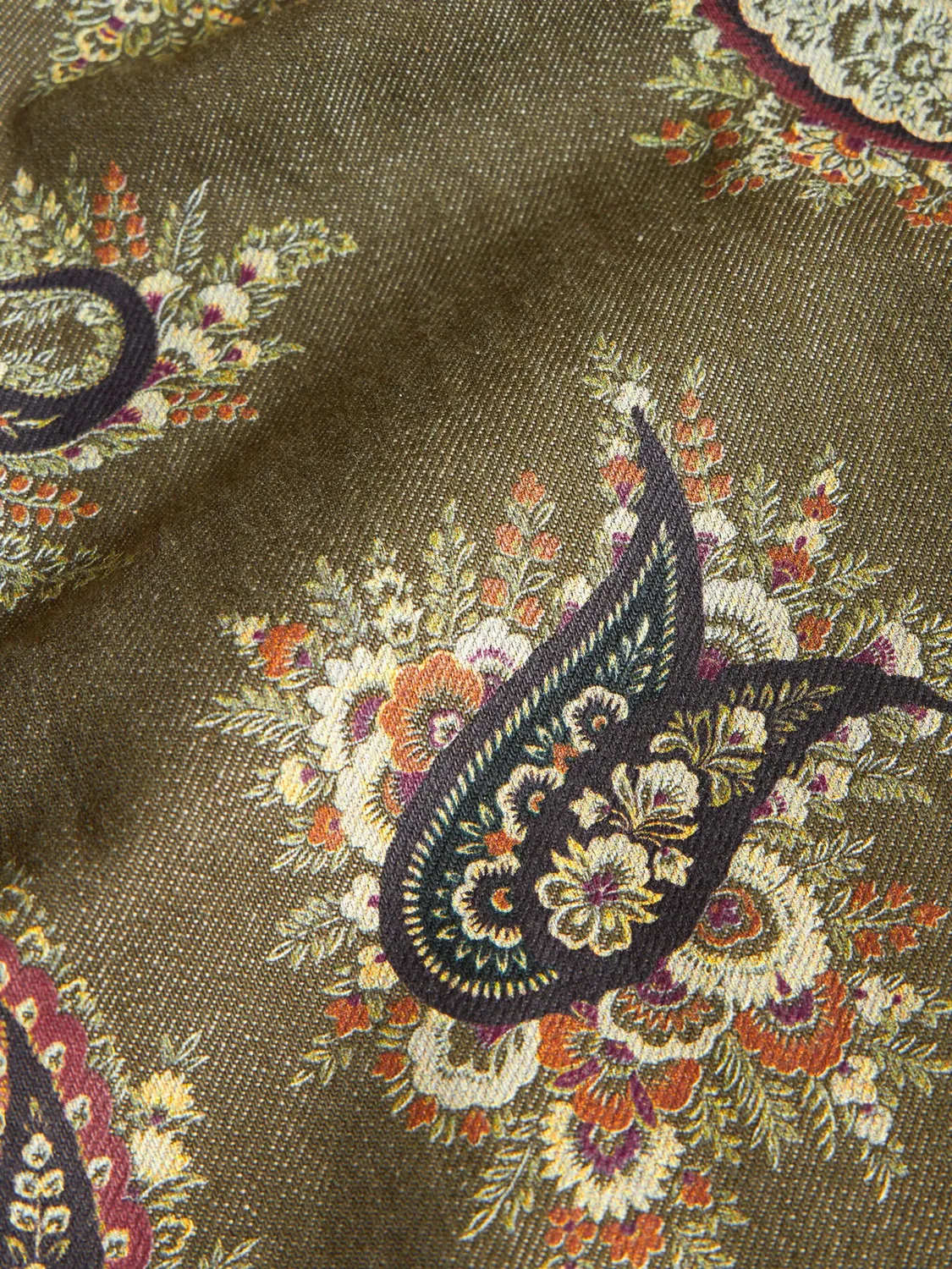 Рубашка-куртка из денима с принтом "пейсли" ETRO, зеленый — фото 4