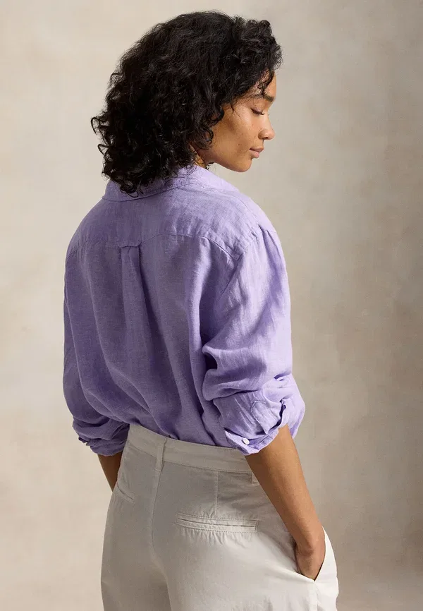 Блузка из льна Wimbledon woven shirt, Polo Ralph Lauren, Purple, фиолетовый — фото 3