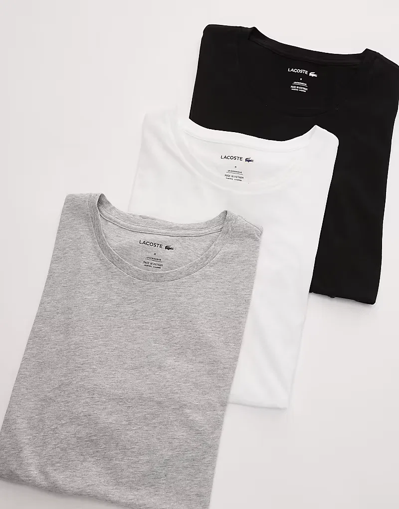 Футболка домашняя 3 шт Lacoste, черный/серый/белый