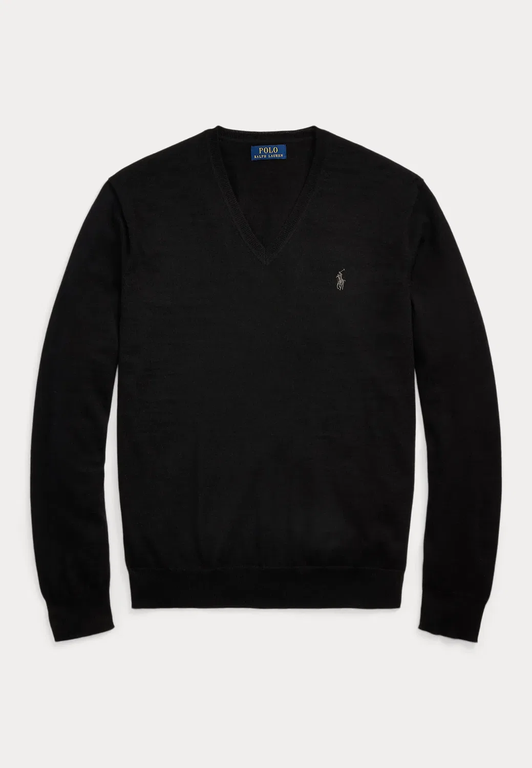 Шерстяной свитер с V-образным вырезом, который можно стирать Polo Ralph Lauren, Black — фото 4