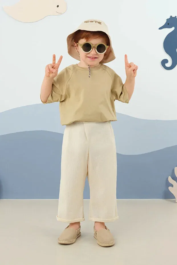 Детские брюки для девочек широкие Buldan trousers Mioma Kids, Stone