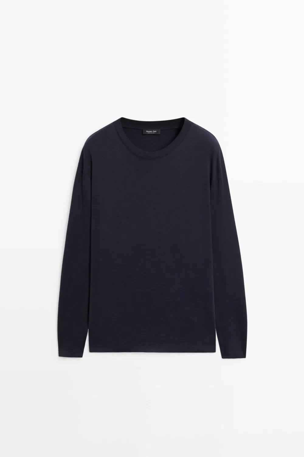 Лонгслив Massimo Dutti 100% Cotton, темно-синий — фото 2