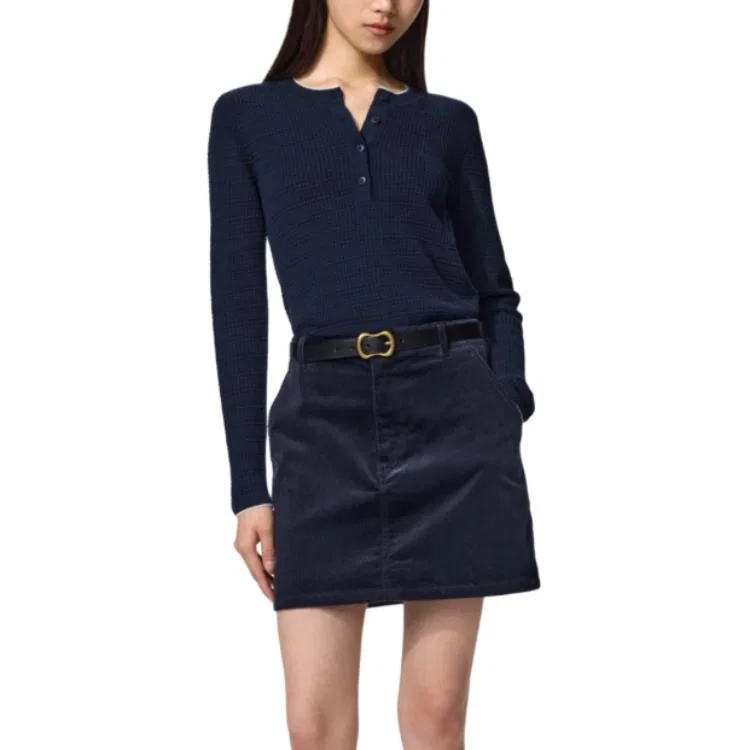 Женский джемпер с воротником-стойкой UNIQLO Comptoir Des Cotonniers, Navy Blue — фото 4