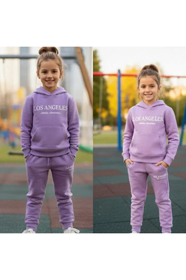 Детский спортивный комплект для девочек с принтом Fancykidsantalya, Lilac