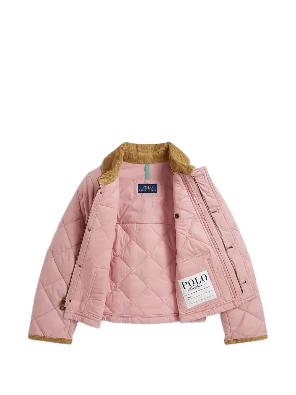 Стеганая куртка с вельветовым воротником Polo Ralph Lauren Kids, розовый — фото 3