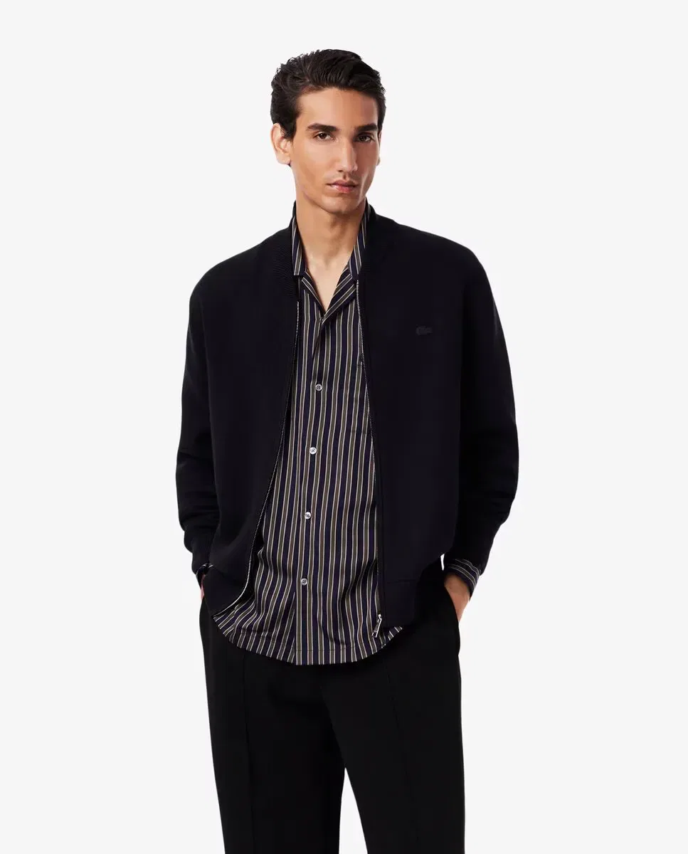 Мужская куртка-бомбер из хлопка и шерсти Lacoste, Negro