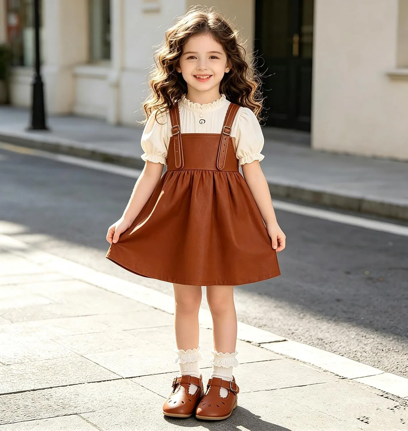 Детские туфли Мэри Джейн для девочек Classic Mary Jane DADAWEN, Brown — фото 2