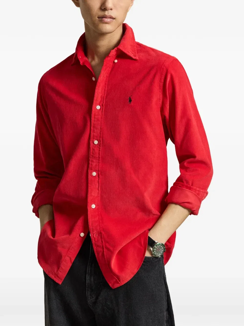 Вельветовая рубашка Custom Fit POLO RALPH LAUREN, красный — фото 3
