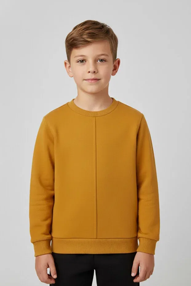 Детские свитшот для девочек с отделкой стежками Mustard Luess, Hardal Sari