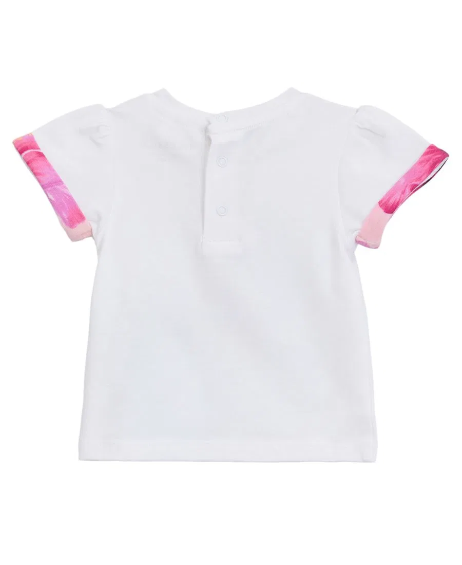 Комплект детский из футболки с коротким рукавом и шорт с принтом GUESS, White/Pink — фото 4