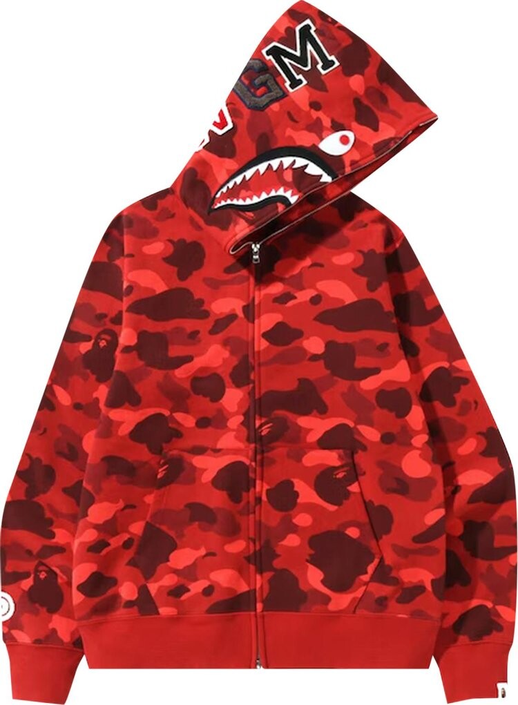 

Худи BAPE Color Camo Shark Full Zip Hoodie 'Red', красный