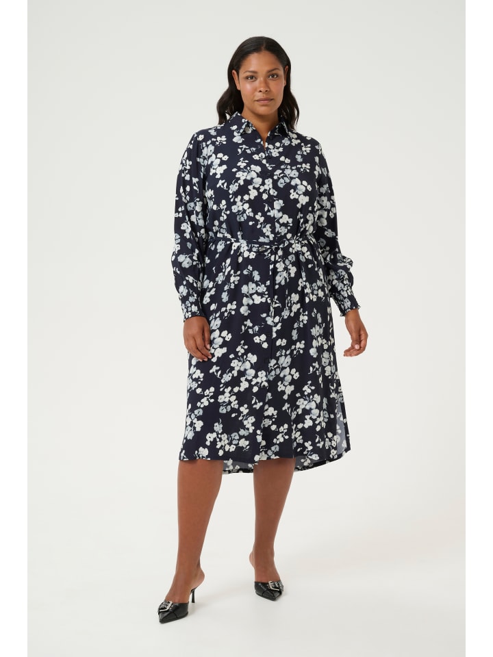 

Платье KCalicia, свободного кроя, с темно-синим цветочным принтом KAFFE curve