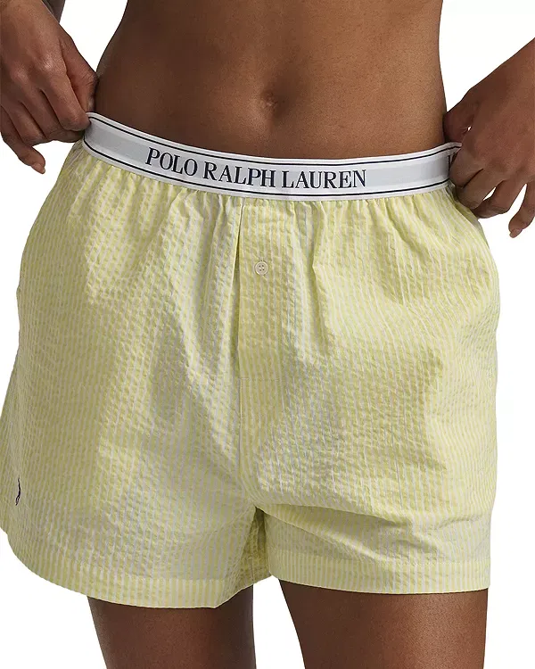 Женские шорты-боксеры из сейрсакера Polo Ralph Lauren, Lemon Verbina
