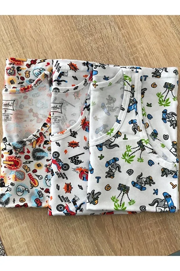 Детское для мальчиков нижнее белье хлопковое 3 шт. Erkrk children's undershirt 3 pack Tutku, Combin3 — фото 2