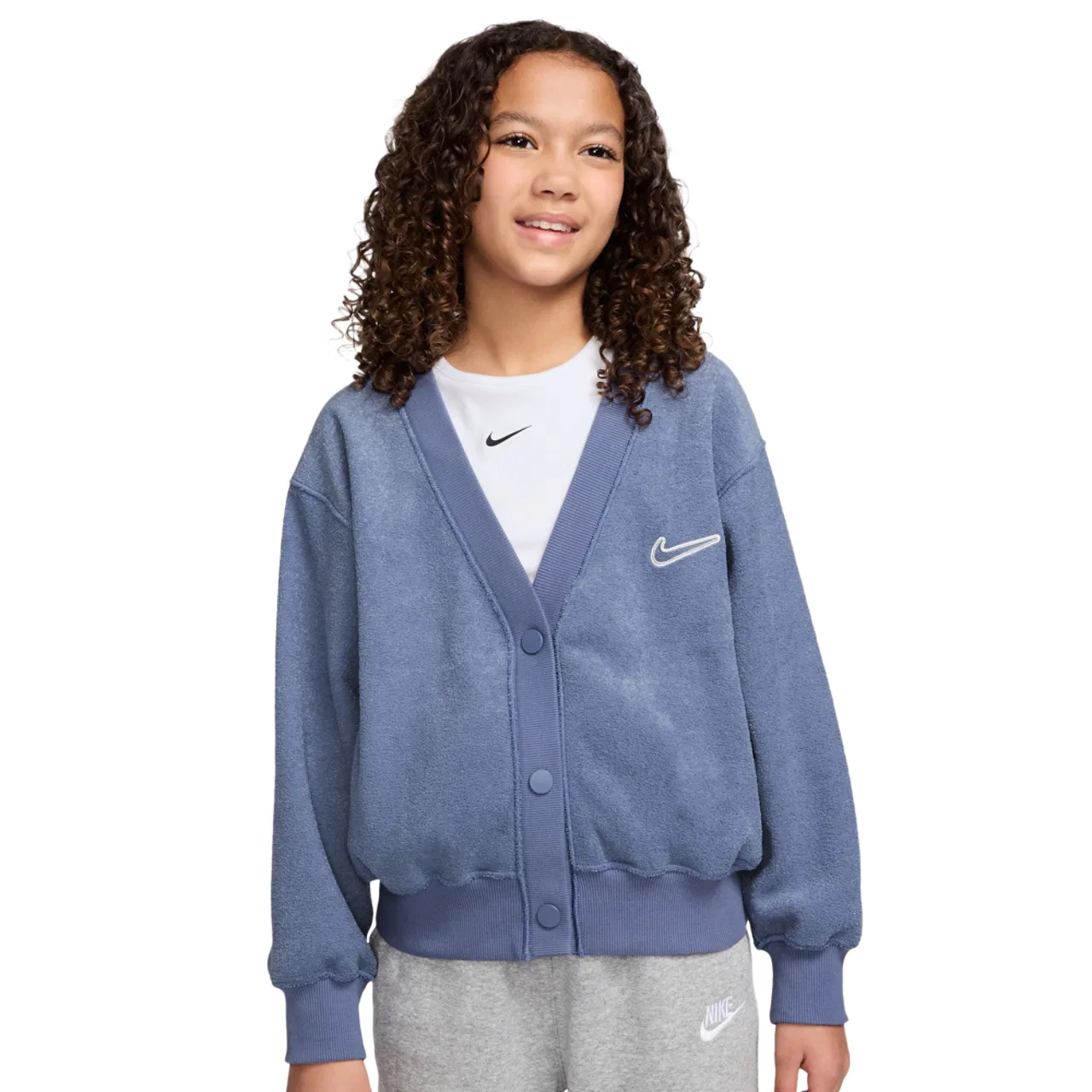 Длинный свитер для девочек NSW Fleece Nike, цвет World Indigo/White