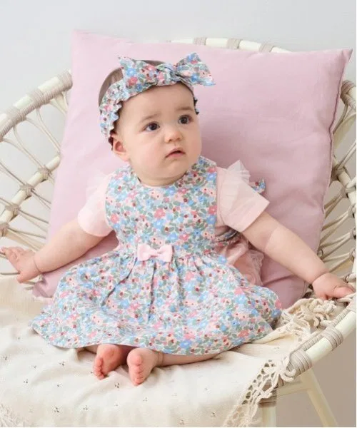 Детский комплект фартука с повязкой на голову с цветочным принтом Floral Apron Gift Set sense of wonder, Pink