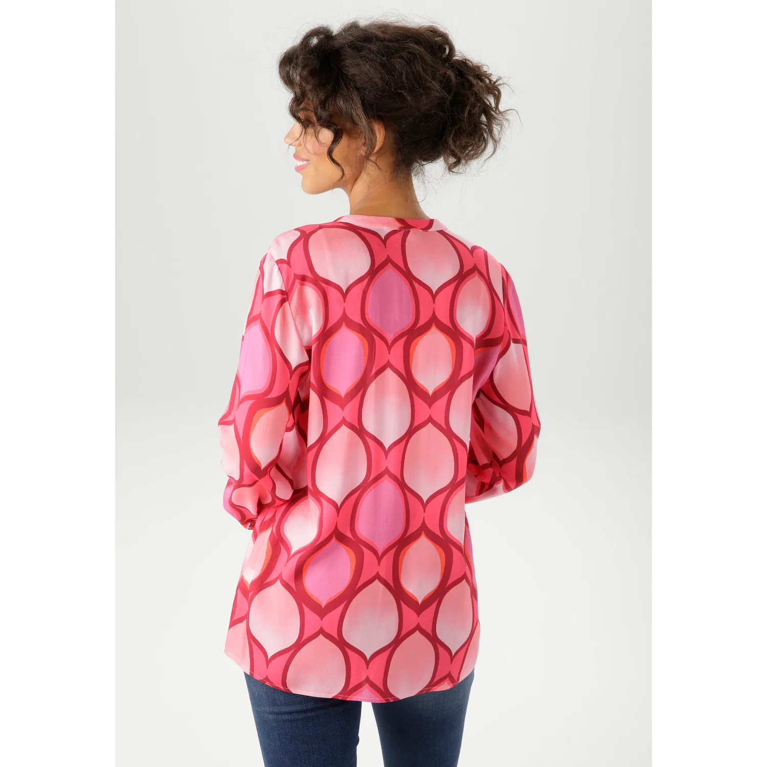 Женская блуза с графическим принтом Aniston CASUAL, Pink-Bordeaux-Lavender-Orange-Rose-Rosé-Apricot — фото 2