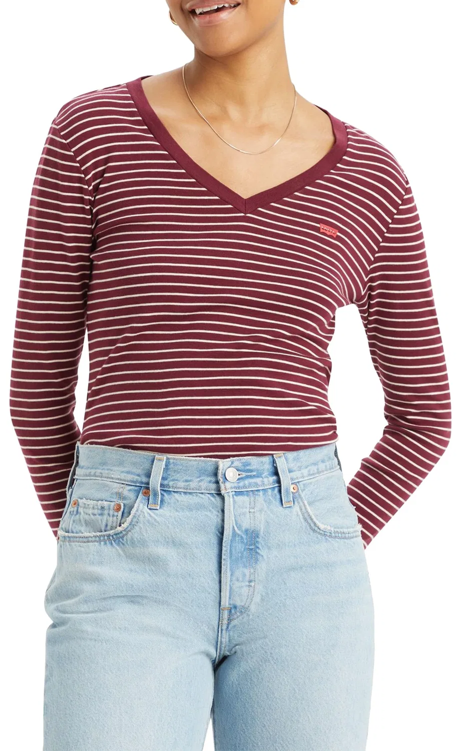 Женская футболка с длинным рукавом Essential Housemark Levi's, 2-Maury Stripe Burgundy