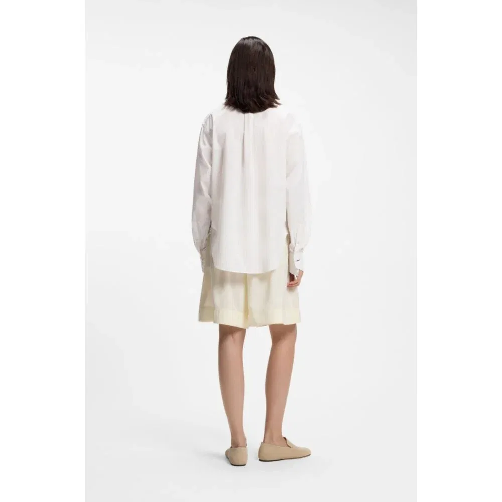 Женская блузка свободного кроя с полосатым принтом BOSS, Light Beige — фото 4