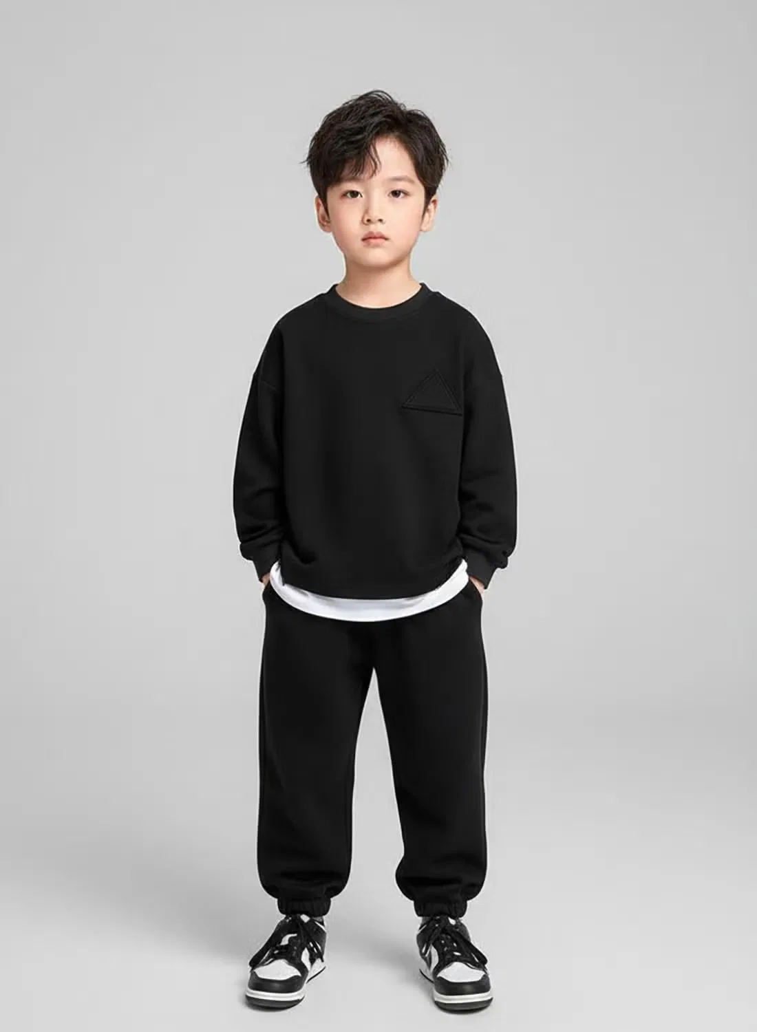 Комплект зимний с длинным рукавом Classic winter boys tracksuit set Babyqlo, черный