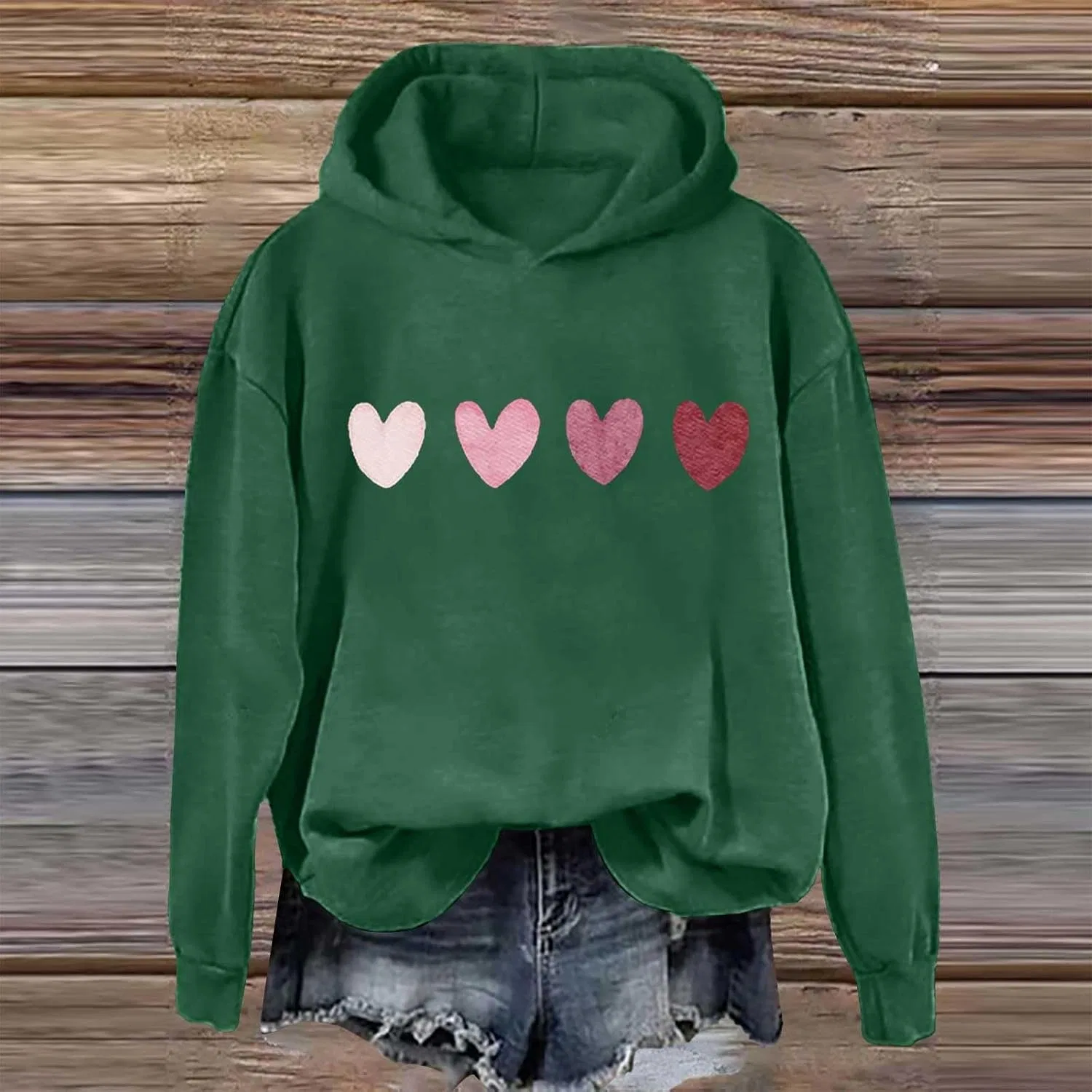 Женское худи с принтом, модель Tie Dye Heart Print, зелёный — фото 2