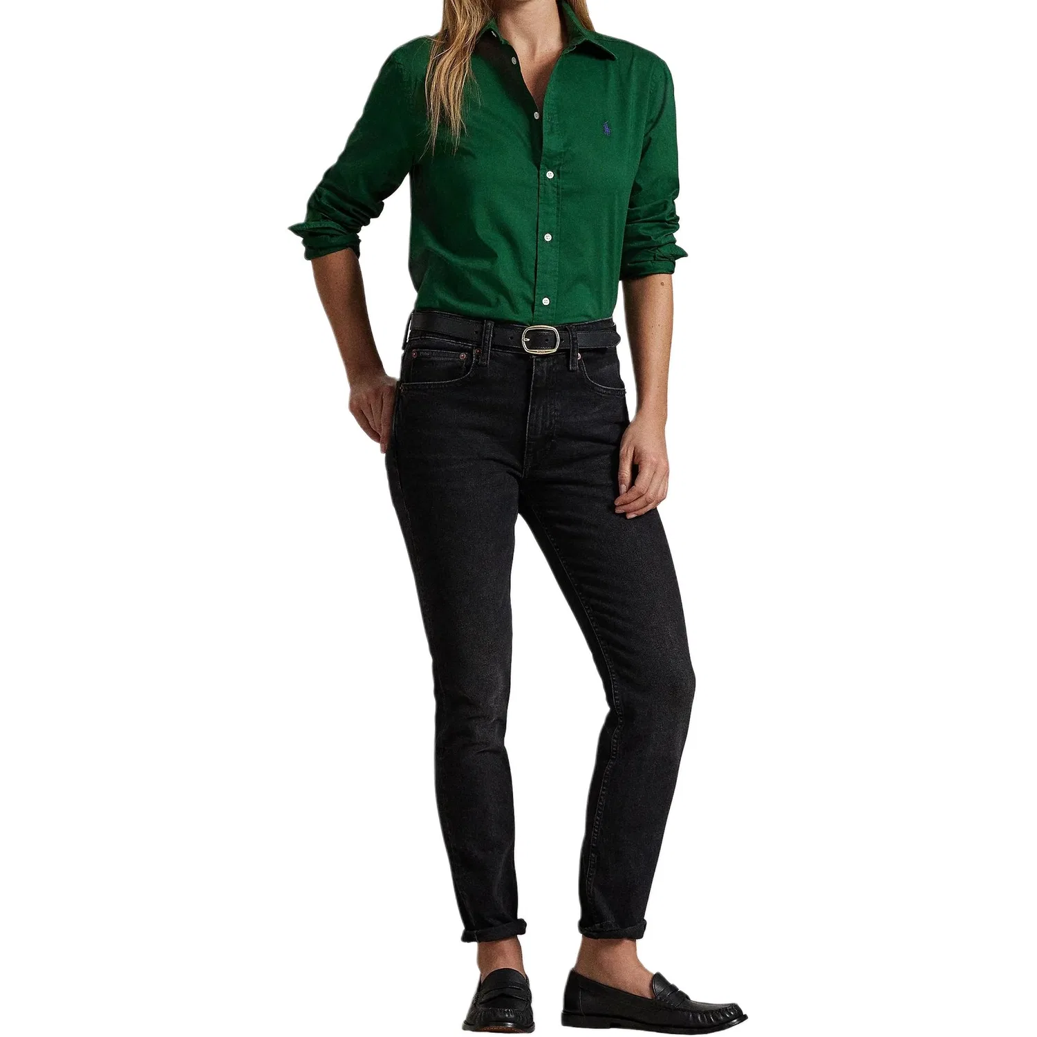 Рубашка женская с отложным воротником, Polo Ralph Lauren, Green — фото 3