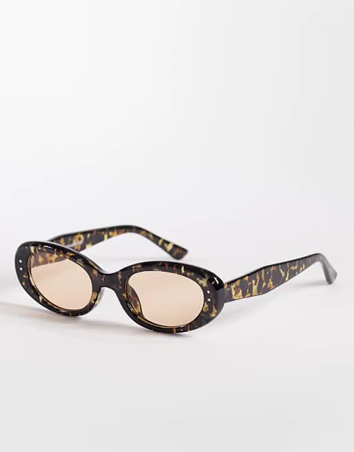 

Эксклюзивные солнцезащитные очки светло-коричневого цвета в овальной оправе Kaiia с коричневыми линзами