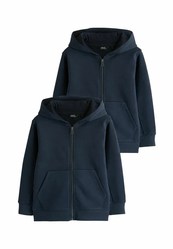 Толстовка с капюшоном из хлопка и полиэстера Regular fit - through hoodie 2 pack - zip-up sweatshirt Next, темно-синий