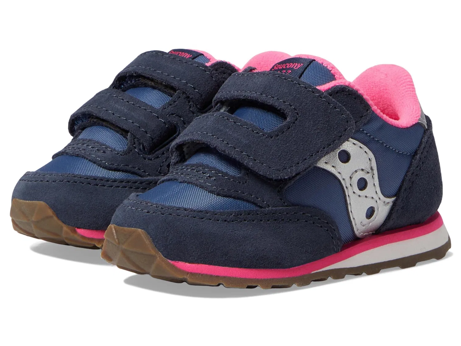 Детские кроссовки для девочек без шнурков Baby Jazz Hl Saucony, Navy Silver Pink
