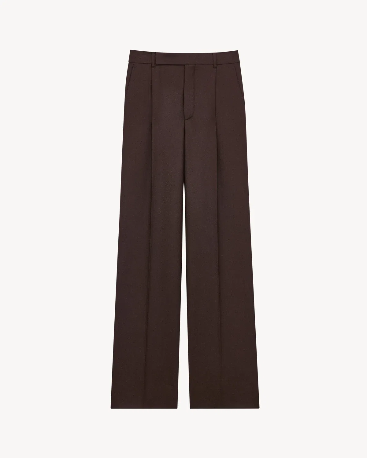 Свободные брюки из мольтона из чесаной шерсти SAINT LAURENT, коричневый