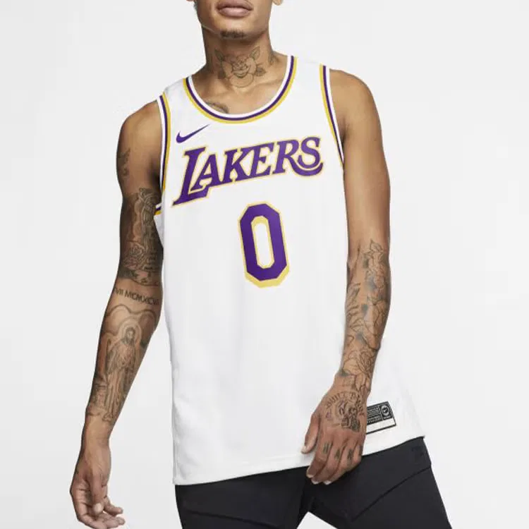 Футболка-джерси баскетбольная с принтом Los Angeles Lakers Kuzma 0 Nike, белый — фото 3