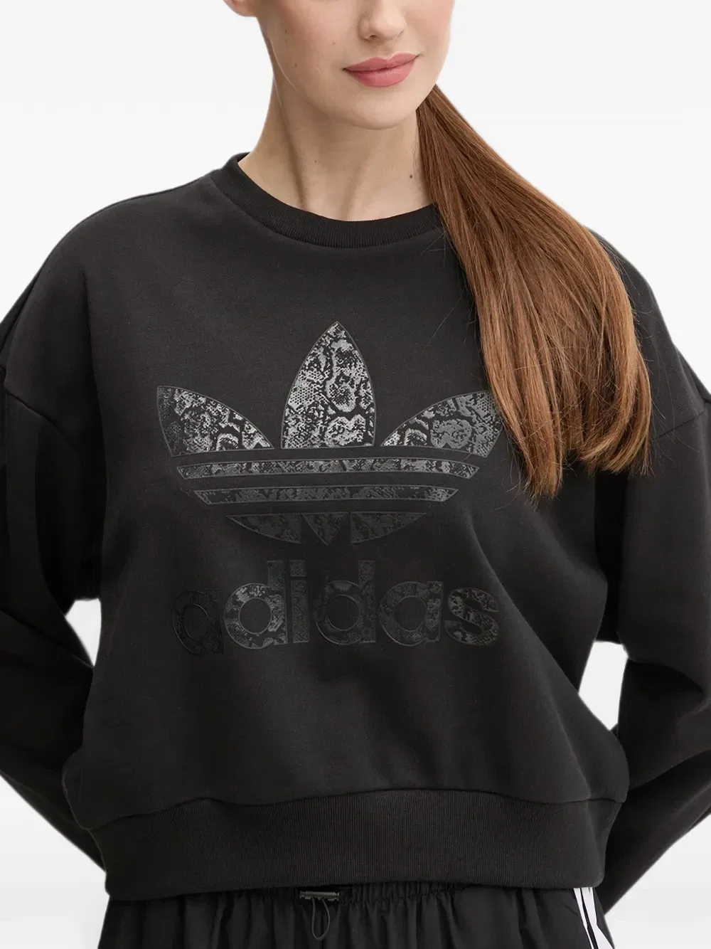Свитшот с логотипом и круглым вырезом Adidas, черный — фото 4