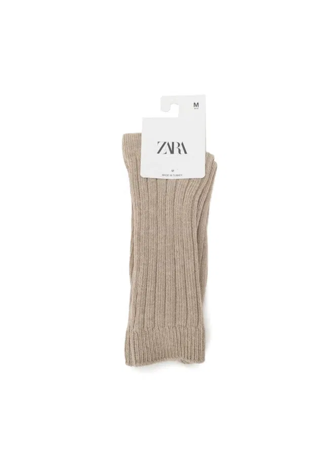 Носки дышащие хлопковые Zara, хаки — фото 2