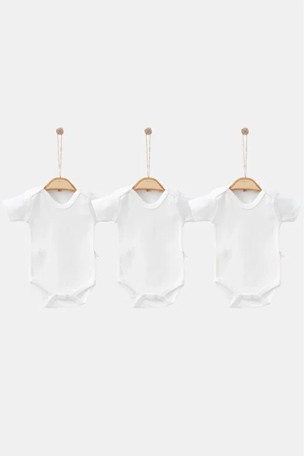 Детское боди-атлет с коротким рукавом 3 предмета Bamoola, White
