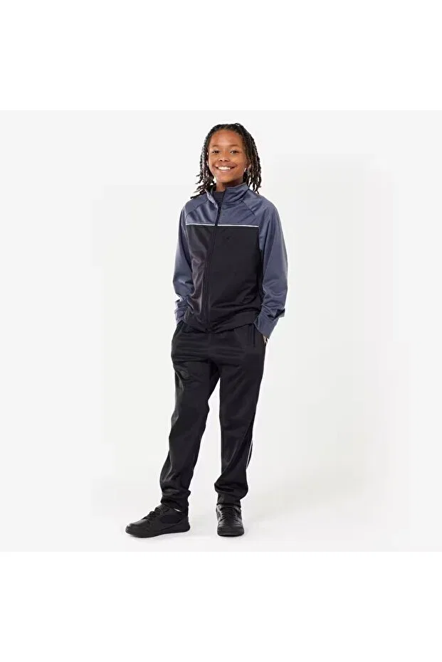 Детский спортивный костюм для девочек с капюшоном Decathlon, Smoked Black / White / Dark Gray