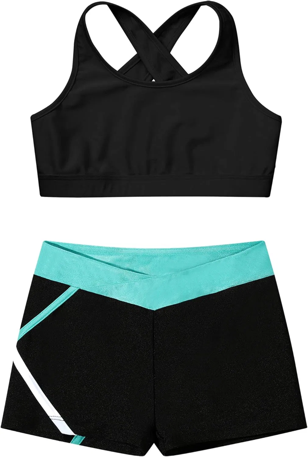 Детский спортивный комплект из топа и шорт TiaoBug, Black&blue Green — фото 3
