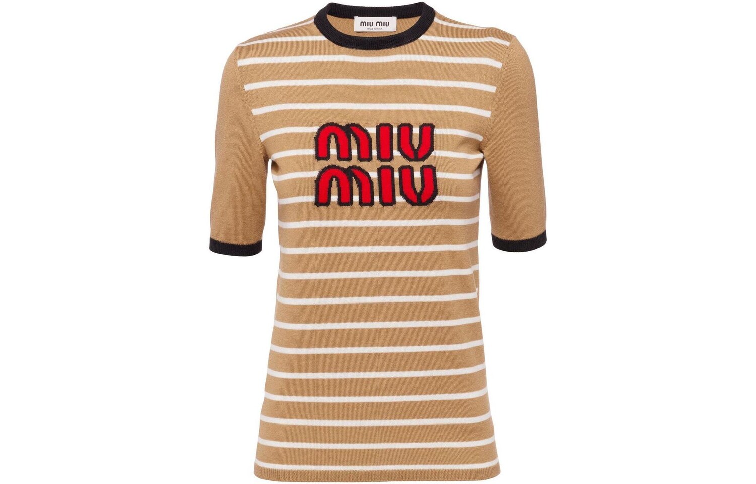 

Футболка женская верблюжье-коричневого цвета Miu Miu
