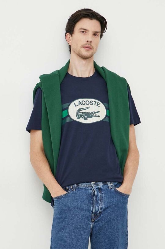 

Хлопковая футболка Lacoste, темно-синий