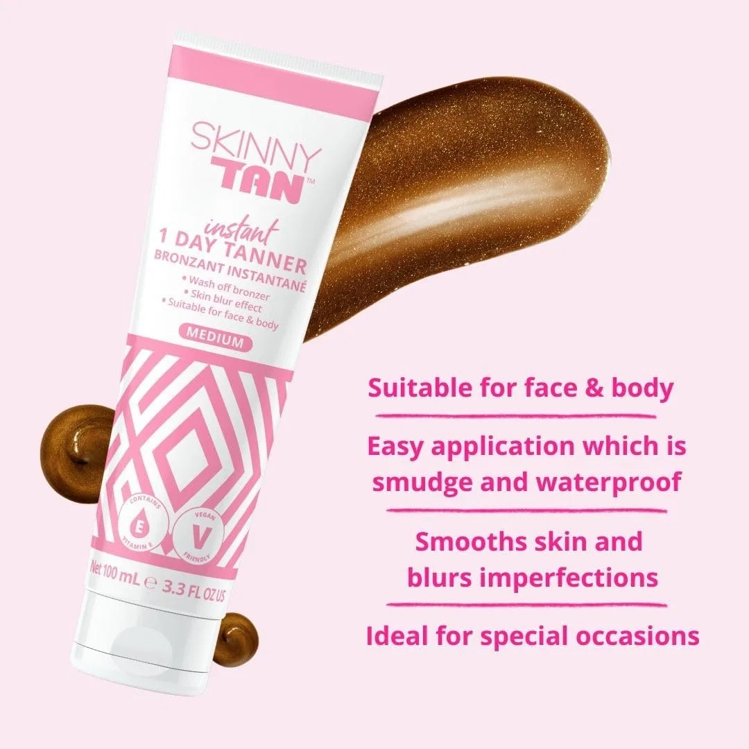 Лосьон для автозагара SkinnyTan 1 Day Instant Tanner, Medium, 3.3 oz Skin & Tan — фото 2