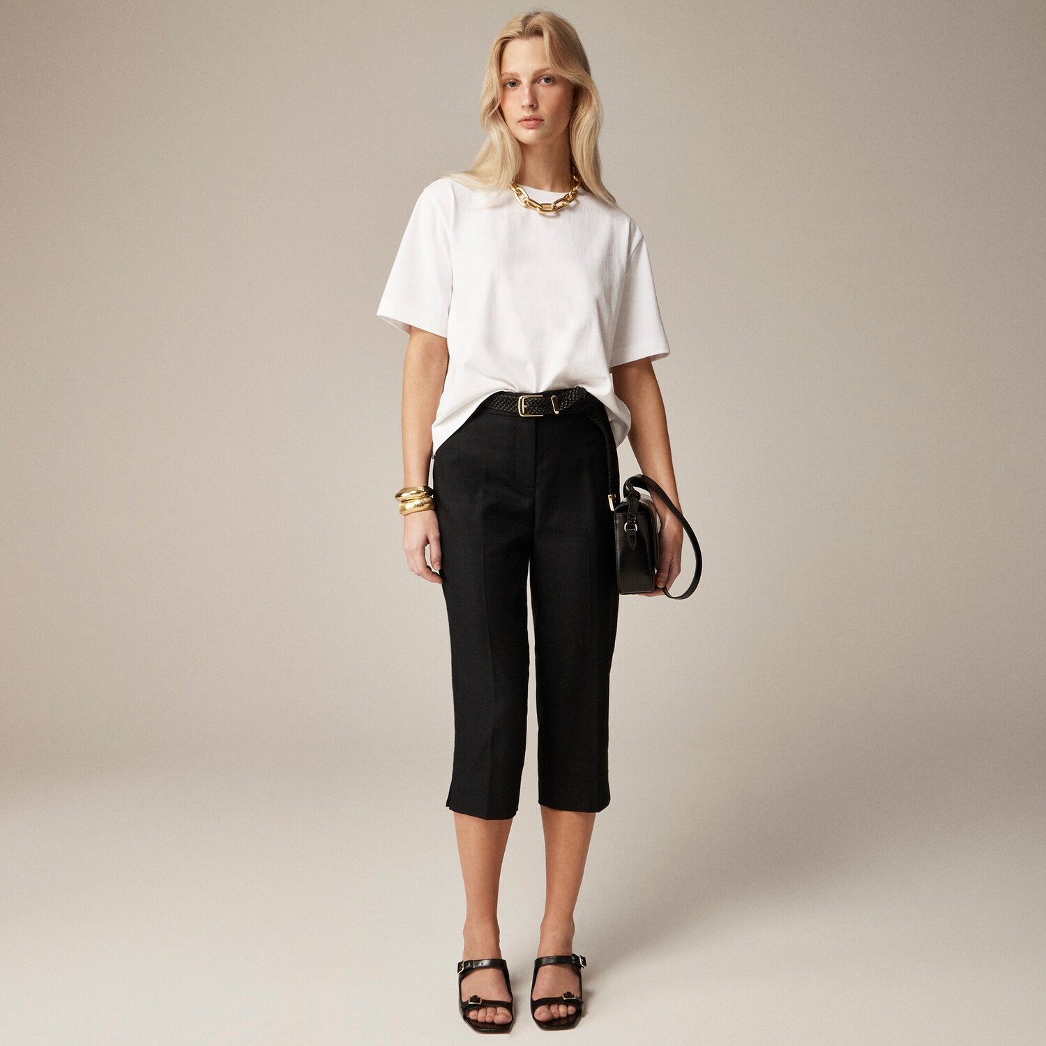 

Брюки-Капри Kate из эластичной льняной смеси J.Crew, черный