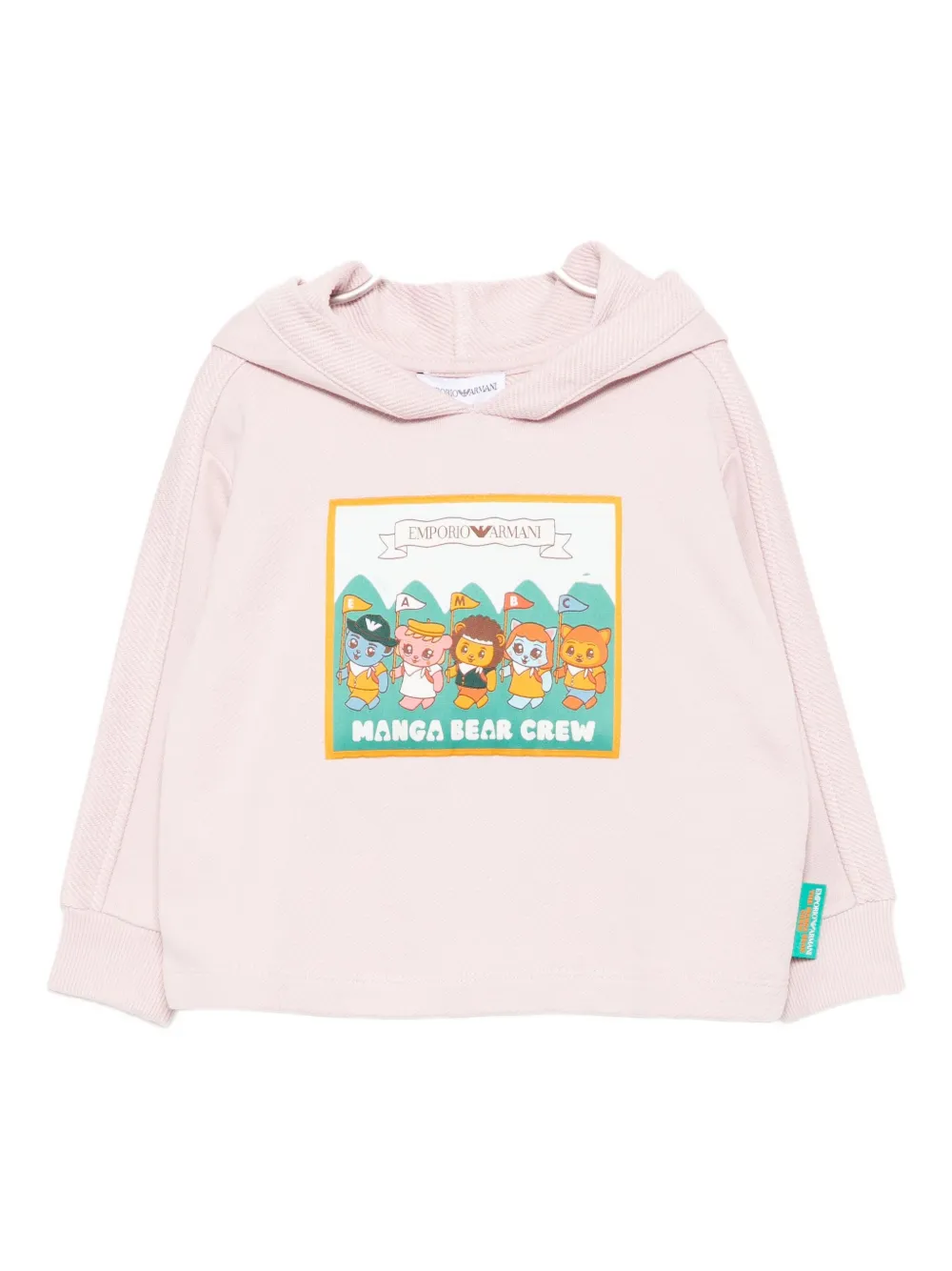 

Хлопковая толстовка с капюшоном и графической аппликацией Emporio Armani Kids, розовый